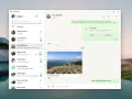 WhatsApp na komputerze. Widok rozmowy z Alice Whitman, wysłany plik zip i zdjęcie z gór.