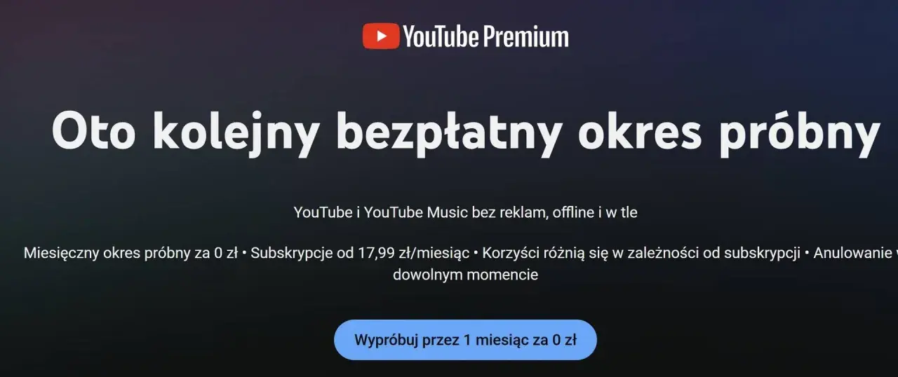 Oglądaj YouTube bez reklam, offline i w tle. Wypróbuj YouTube Premium za darmo przez miesiąc.