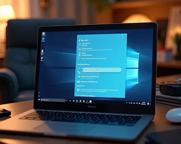 Laptop z otwartym menu Bluetooth w systemie Windows 10.