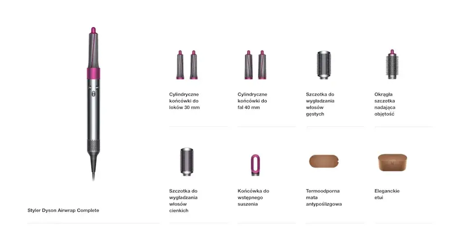 Dyson Airwrap wszystkie końcówki