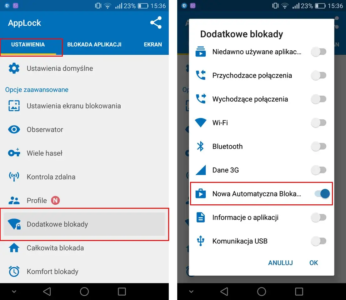 blokada aplikacji android ustawienia