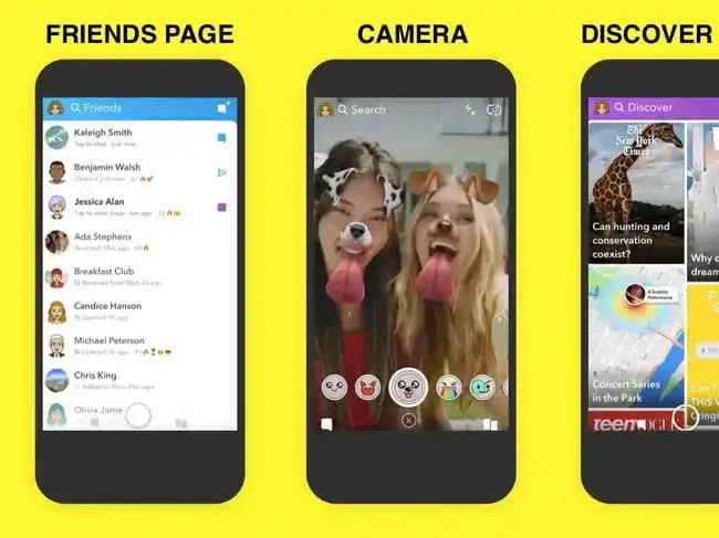 Porównanie interfejsów aplikacji z filtrami Instagram TikTok Snapchat