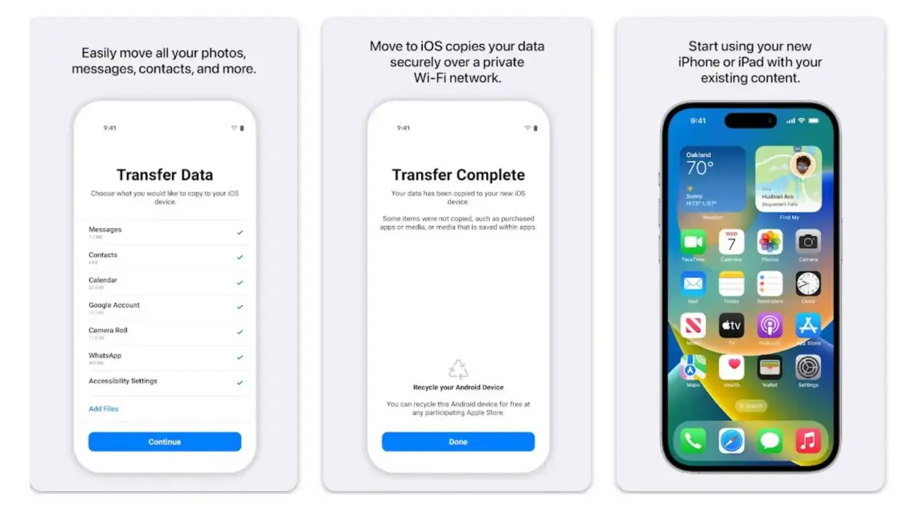 przenoszenie danych android iphone