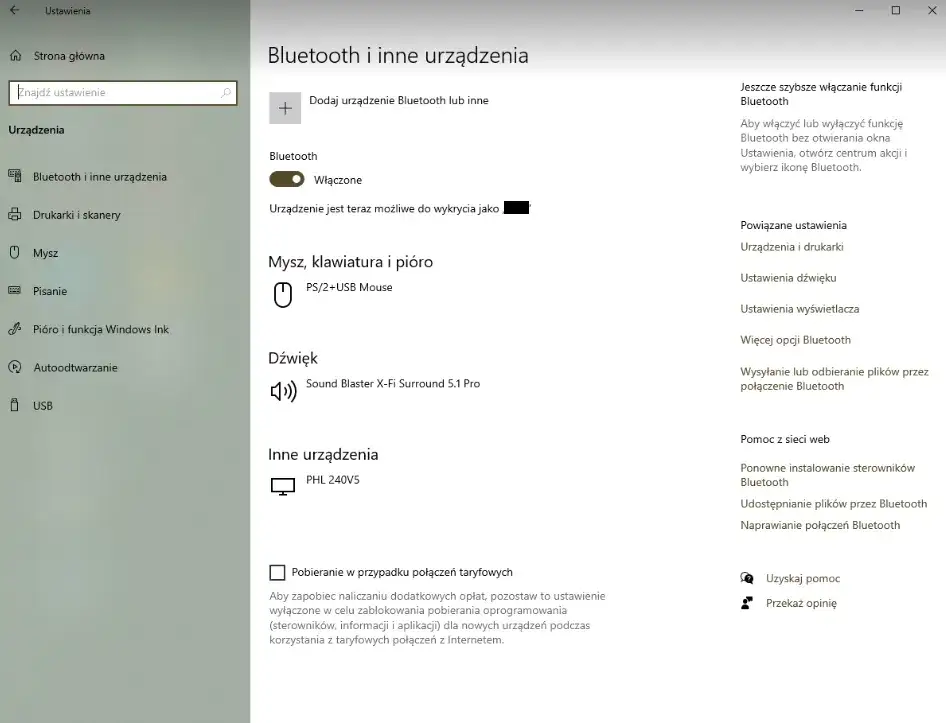 Włączanie Bluetooth Windows 10 centrum akcji